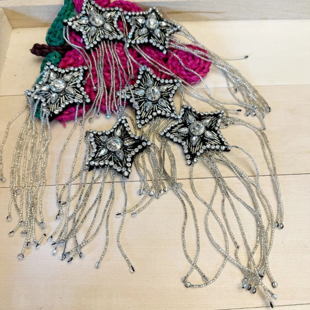 Fashion Embroidery Crown Wing Patch Pentagram Tassel Badge Decorative Patch